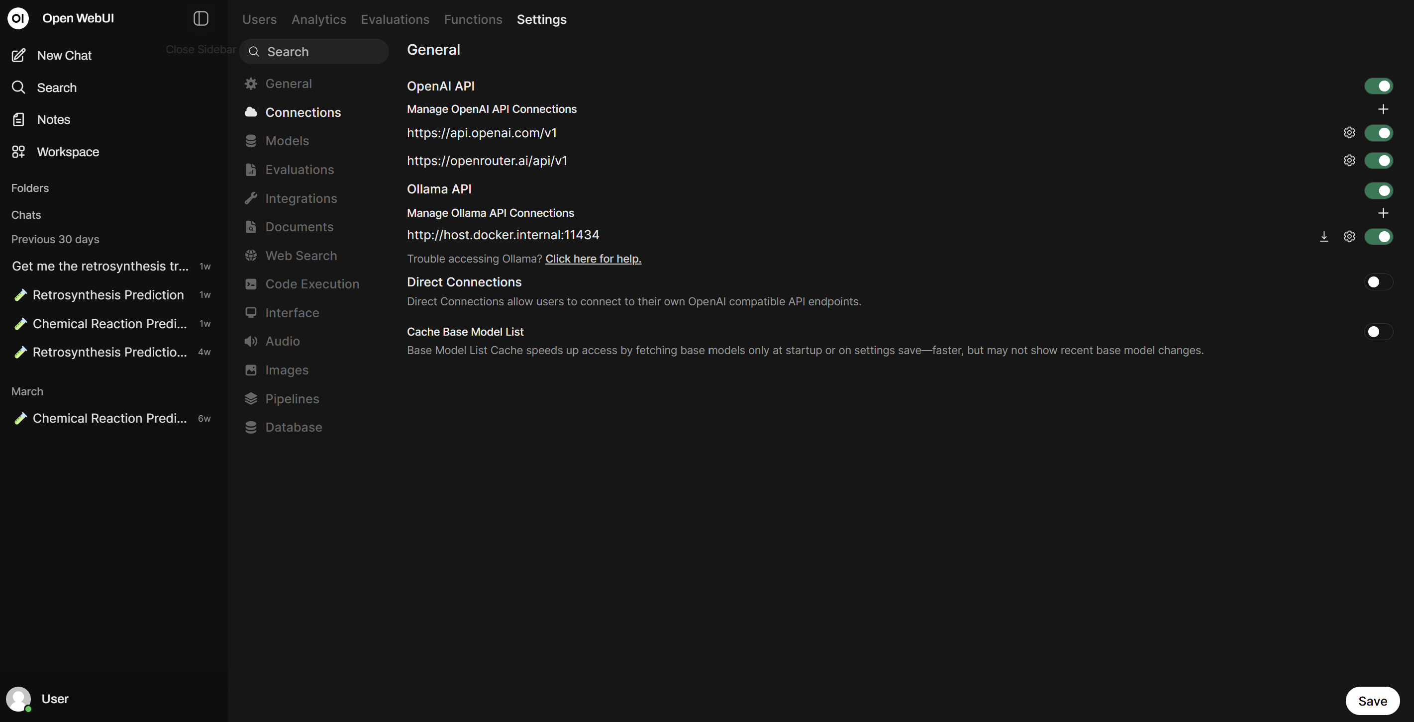 OpenWeb UI Connections OpenWeb UI Connections